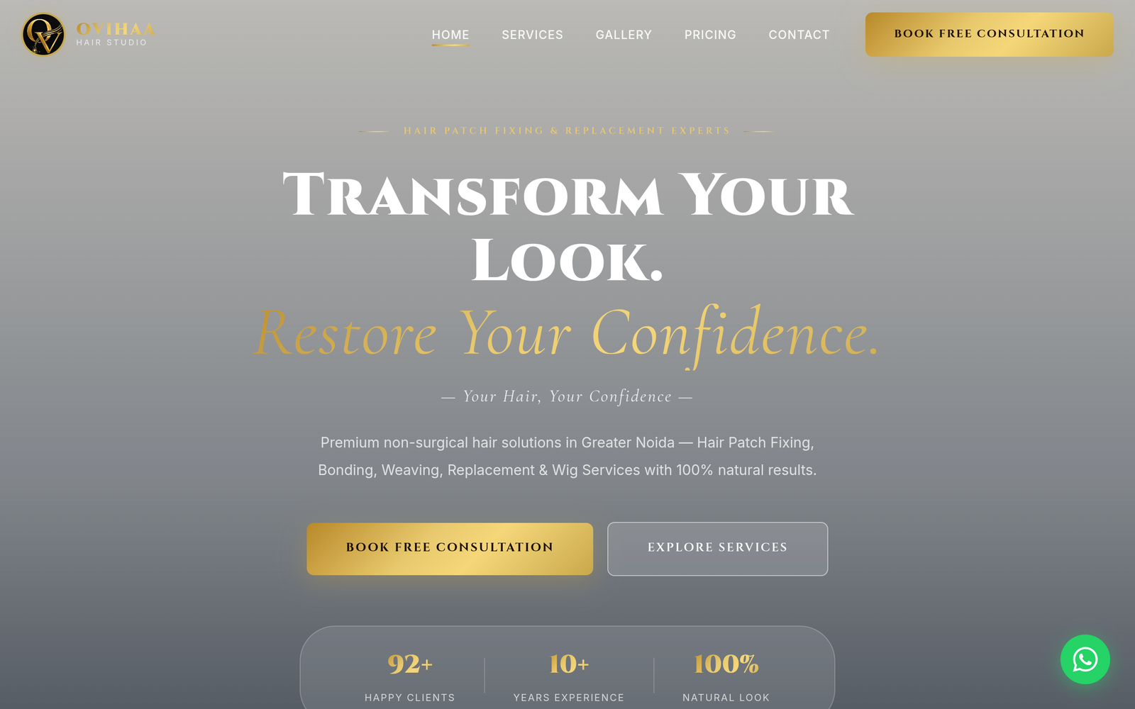 Ovihaa Hair Studio Homepage